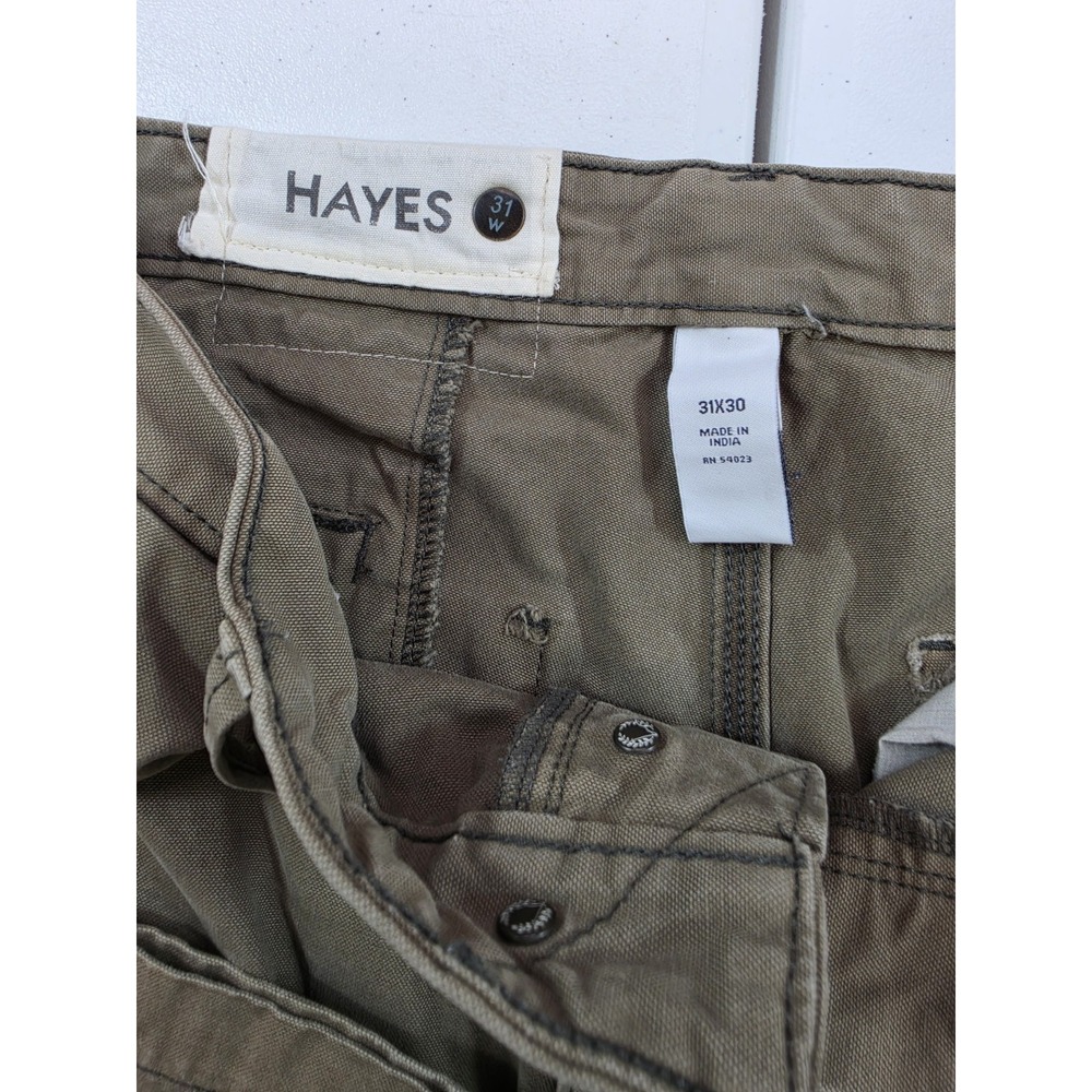 Y2K Gap Pants Mens 31x30 Green Canvas Hayes Faded Button Fly Workwear - Picture 3 of 11